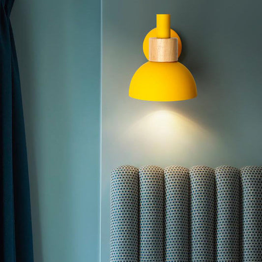 Macaron Solid Color Wood Iron 1-Light Wall Sconce Lamp