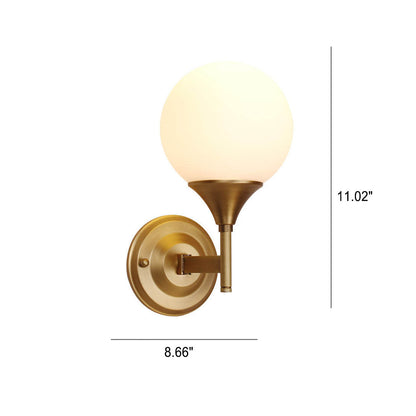 Pure Orb Copper Frosted Glass 1-Light Wall Sconce Lamp