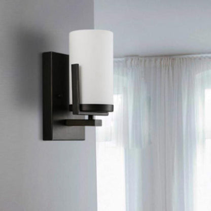 European Cylindrical Iron Glass 1-Light Wall Sconce Lamp