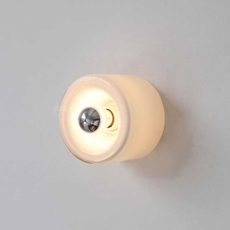 Light Cylindrical Iron Glass 1-Light Wall Sconce Lamp