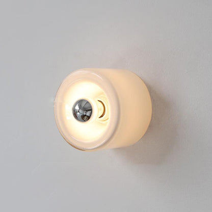 Light Cylindrical Iron Glass 1-Light Wall Sconce Lamp