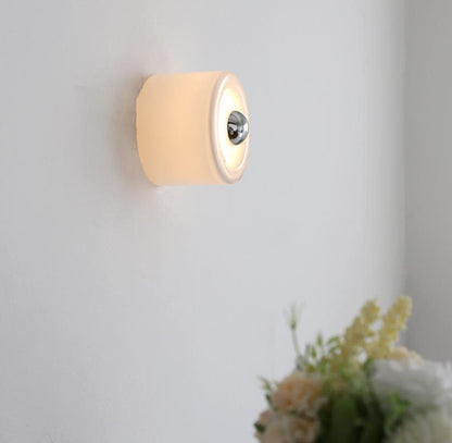 Light Cylindrical Iron Glass 1-Light Wall Sconce Lamp