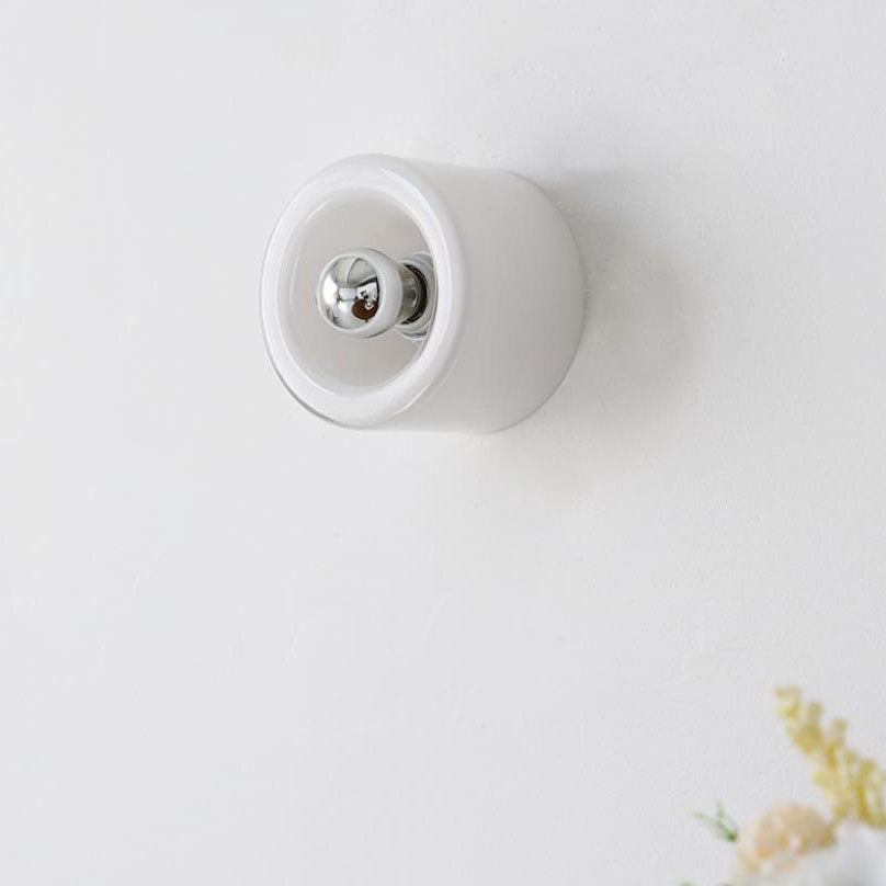 Light Cylindrical Iron Glass 1-Light Wall Sconce Lamp