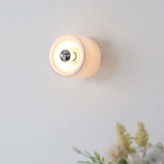 Light Cylindrical Iron Glass 1-Light Wall Sconce Lamp