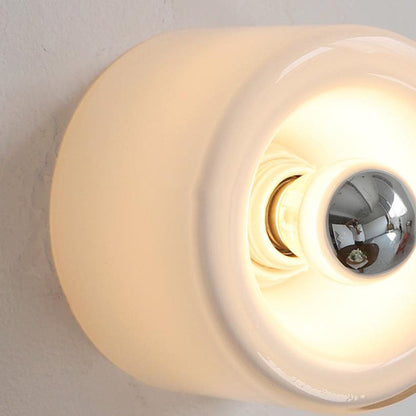 Light Cylindrical Iron Glass 1-Light Wall Sconce Lamp