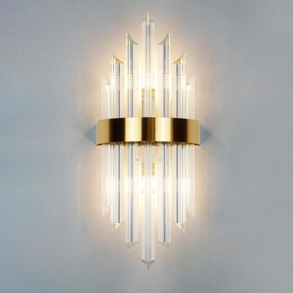 Glass Crystal Rod Stainless Steel 2-Light Wall Sconce Lamp