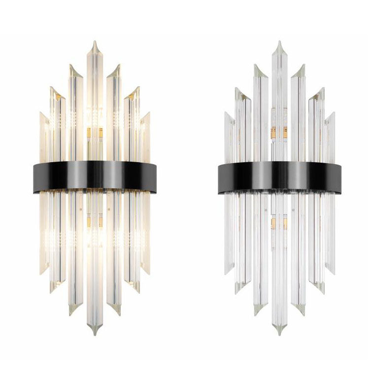 Glass Crystal Rod Stainless Steel 2-Light Wall Sconce Lamp