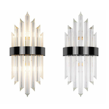 Glass Crystal Rod Stainless Steel 2-Light Wall Sconce Lamp