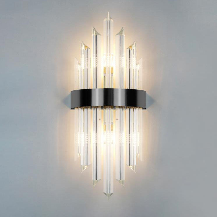 Glass Crystal Rod Stainless Steel 2-Light Wall Sconce Lamp