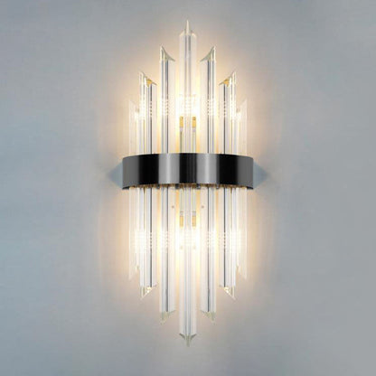 Glass Crystal Rod Stainless Steel 2-Light Wall Sconce Lamp