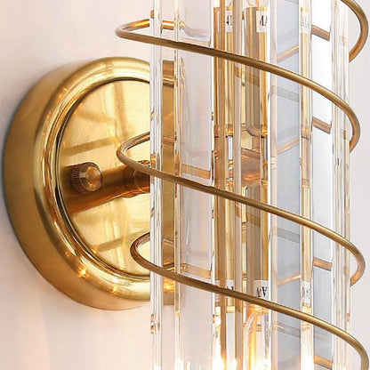 Nordic Iron Crystal Column 2-Light Wall Sconce Lamp