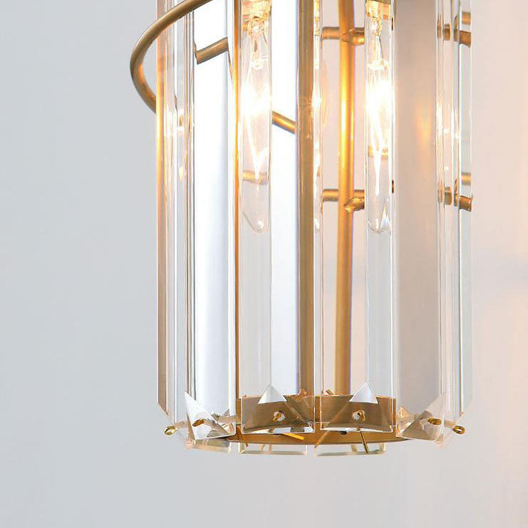 Nordic Iron Crystal Column 2-Light Wall Sconce Lamp