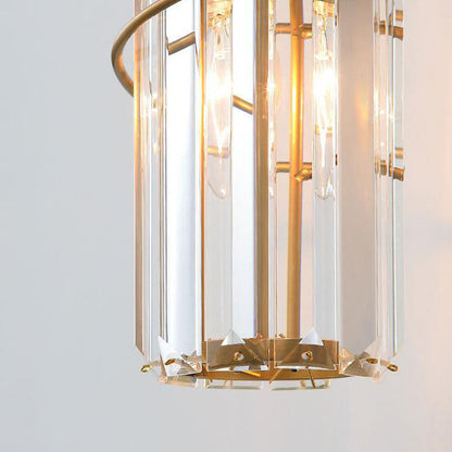 Nordic Iron Crystal Column 2-Light Wall Sconce Lamp