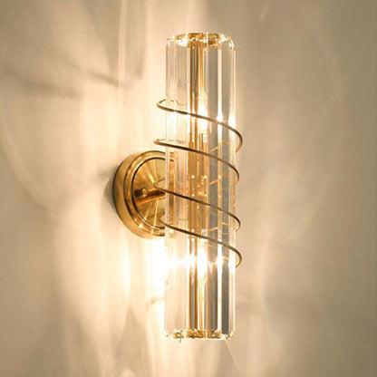 Nordic Iron Crystal Column 2-Light Wall Sconce Lamp