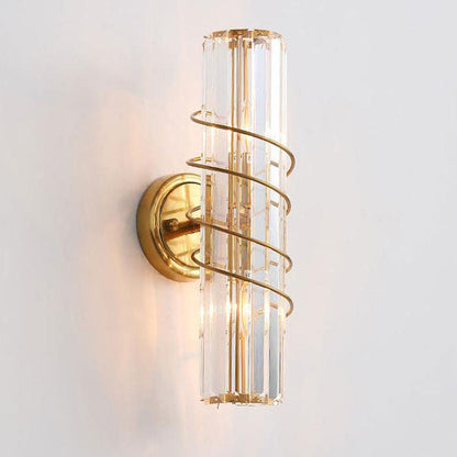 Nordic Iron Crystal Column 2-Light Wall Sconce Lamp