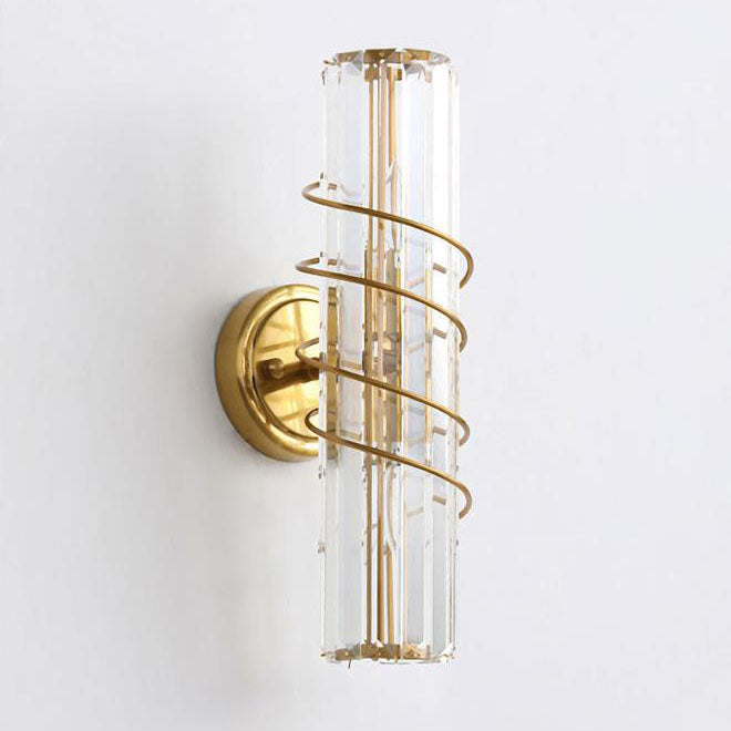 Nordic Iron Crystal Column 2-Light Wall Sconce Lamp