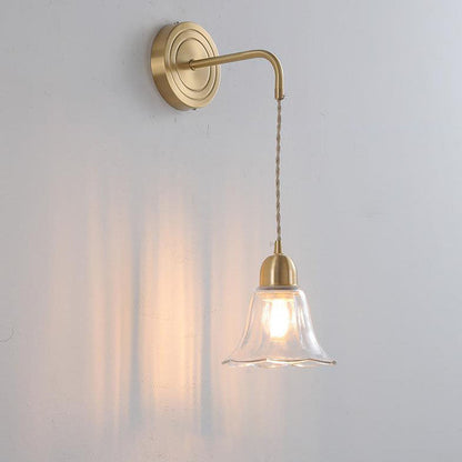 Nordic Glass Flower Petal Copper 1-Light Wall Sconce Lamp