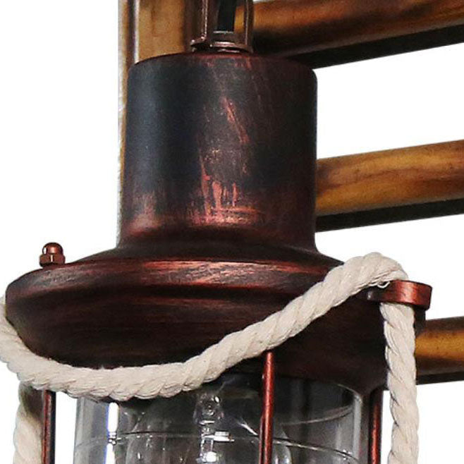 Kerosene Bamboo Base Iron Twine 1-Light Wall Sconce Lamp