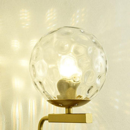Round Glass Iron Right Angle Arm 1-Light Wall Sconce Lamp