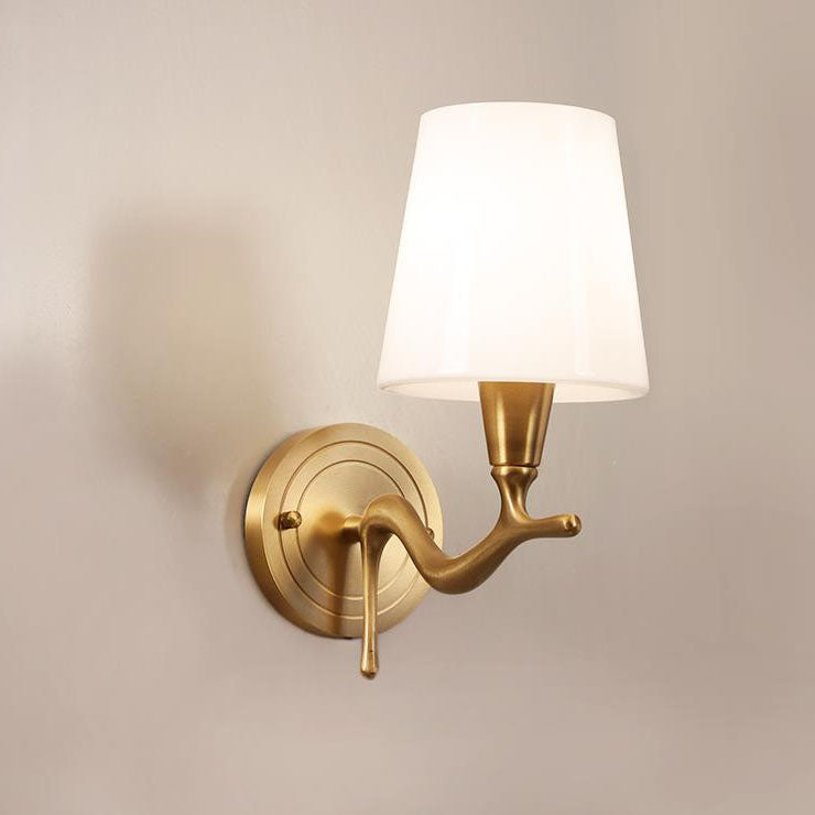 Copper Glass Swan Neck Glass 1/2 Light Wall Sconce Lamp