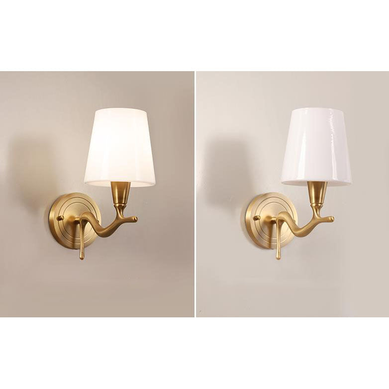 Copper Glass Swan Neck Glass 1/2 Light Wall Sconce Lamp