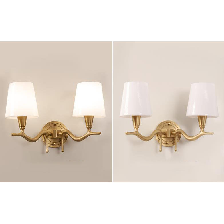 Copper Glass Swan Neck Glass 1/2 Light Wall Sconce Lamp
