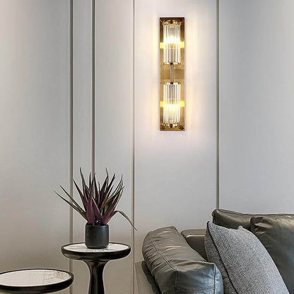 Light Luxury Crystal Strip Square 2-Light Wall Sconce Lamp