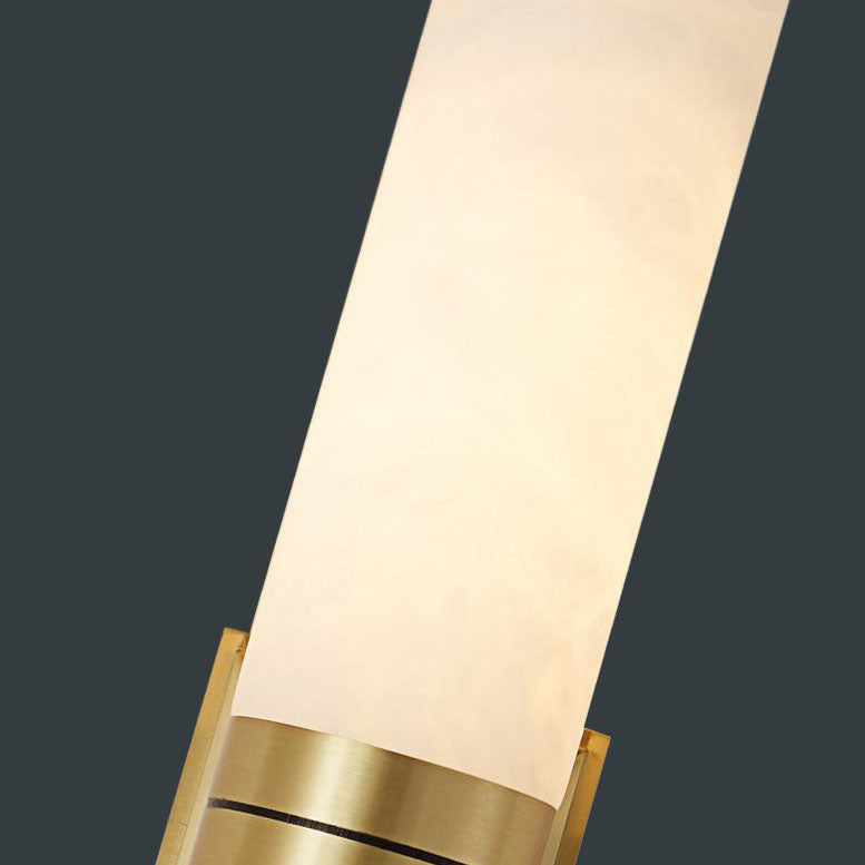 Mid-Century Marble Column Copper 2-Light Wall Sconce Lamp