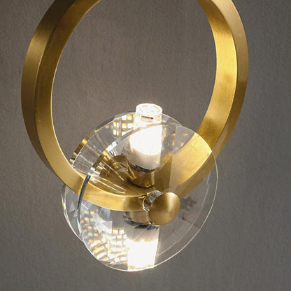 Golden Copper Circle Ring Crystal 1-Light Wall Sconce Lamp