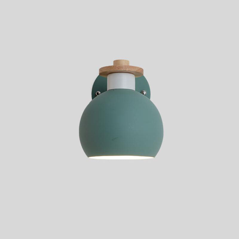 Dome Iron Solid Wood Macaroon 1-Light Wall Sconce Lamp