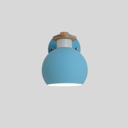Dome Iron Solid Wood Macaroon 1-Light Wall Sconce Lamp