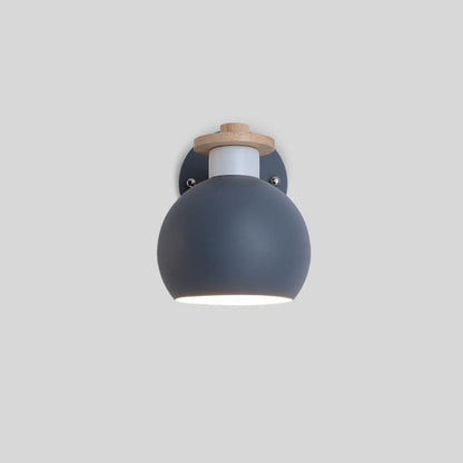 Dome Iron Solid Wood Macaroon 1-Light Wall Sconce Lamp