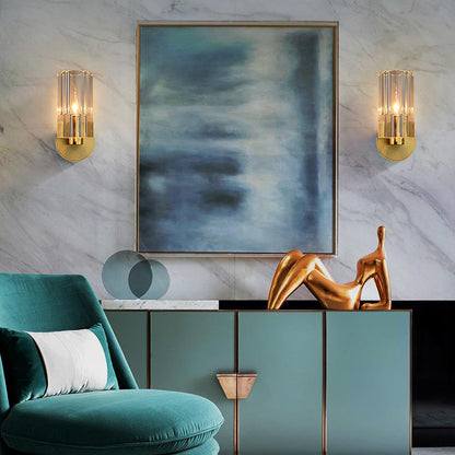 Copper Glass Cylindrical Copper 1-Light Wall Sconce Lamp