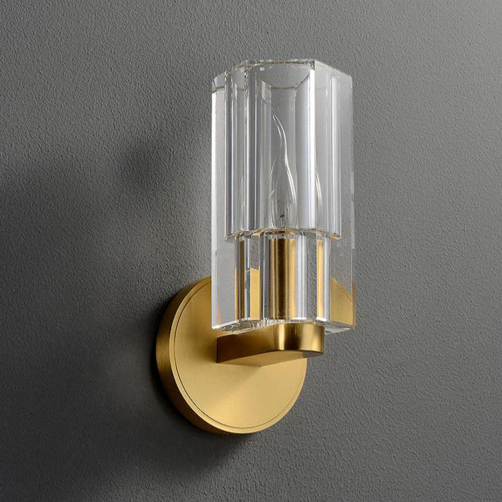 Copper Glass Cylindrical Copper 1-Light Wall Sconce Lamp