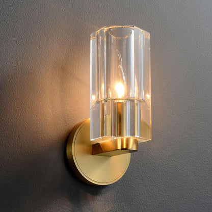 Copper Glass Cylindrical Copper 1-Light Wall Sconce Lamp