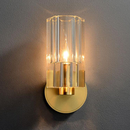 Copper Glass Cylindrical Copper 1-Light Wall Sconce Lamp