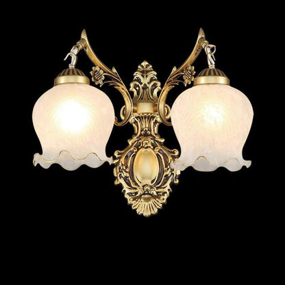 Light Full Copper Flower Shade 1/2- Light Wall Sconce Lamp