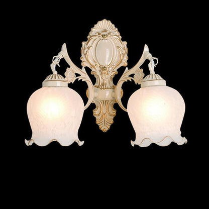 Light Full Copper Flower Shade 1/2- Light Wall Sconce Lamp