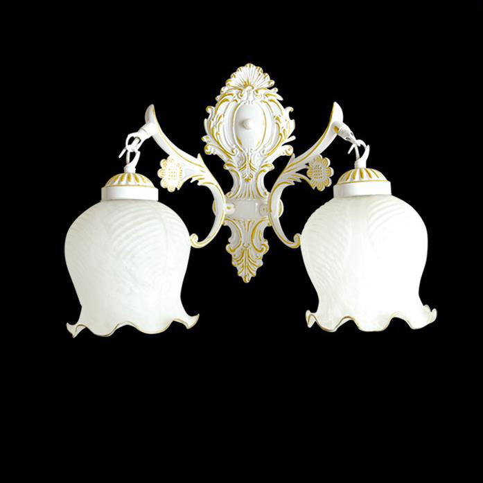 Light Full Copper Flower Shade 1/2- Light Wall Sconce Lamp