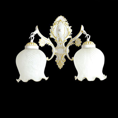 Light Full Copper Flower Shade 1/2- Light Wall Sconce Lamp