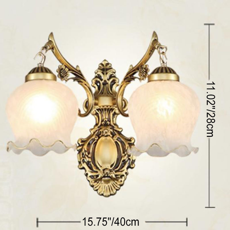 Light Full Copper Flower Shade 1/2- Light Wall Sconce Lamp