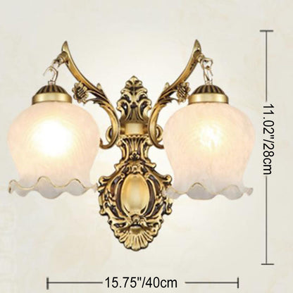 Light Full Copper Flower Shade 1/2- Light Wall Sconce Lamp