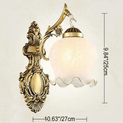 Light Full Copper Flower Shade 1/2- Light Wall Sconce Lamp
