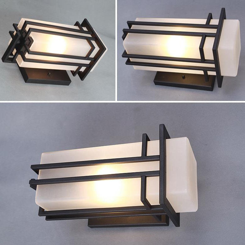 Chinese Glass Lampshade 1-Light Outdoor Wall Sconce Lamp