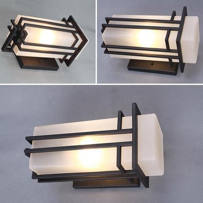 Chinese Glass Lampshade 1-Light Outdoor Wall Sconce Lamp