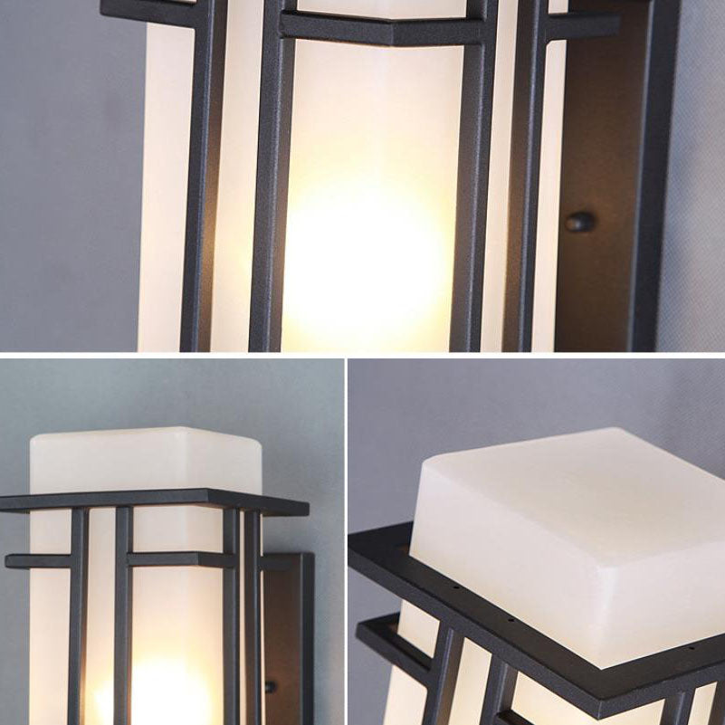 Chinese Glass Lampshade 1-Light Outdoor Wall Sconce Lamp