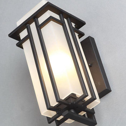 Chinese Glass Lampshade 1-Light Outdoor Wall Sconce Lamp