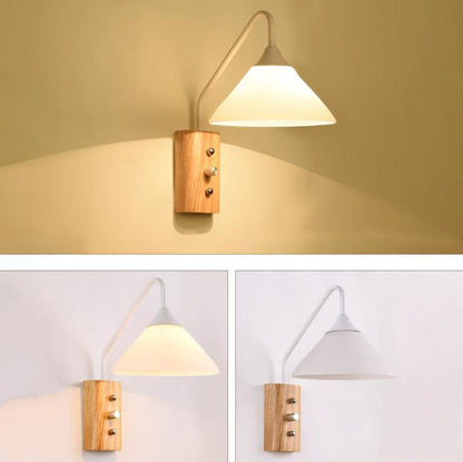 Japanese Iron Glass Lampshade 1-Light Wall Sconce Lamp