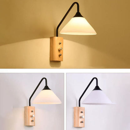 Japanese Iron Glass Lampshade 1-Light Wall Sconce Lamp
