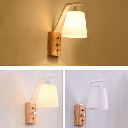 Japanese Iron Glass Lampshade 1-Light Wall Sconce Lamp